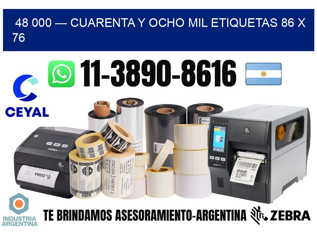 48 000 — cuarenta y ocho mil etiquetas 86 x 76