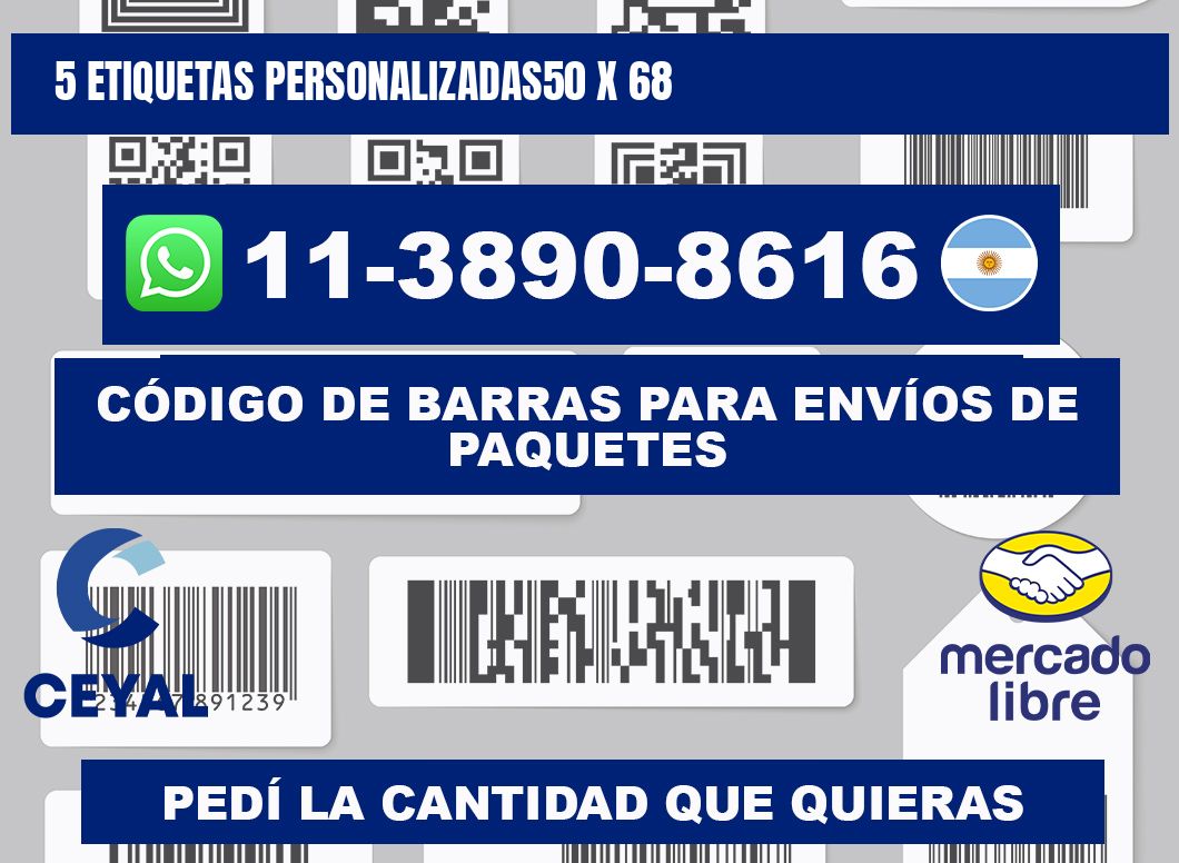 5 ETIQUETAS PERSONALIZADAS50 x 68