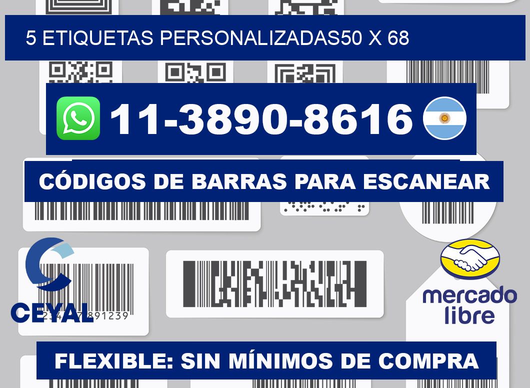 5 ETIQUETAS PERSONALIZADAS50 x 68