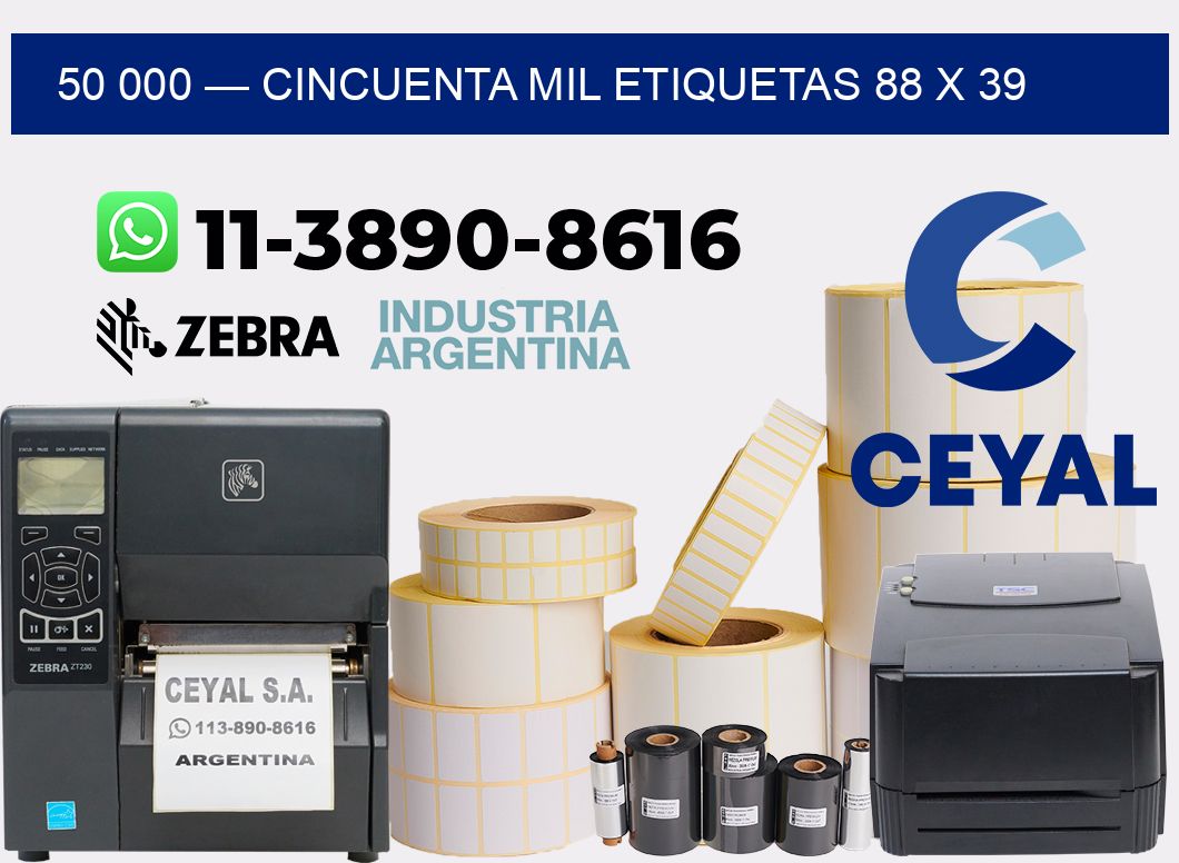 50 000 — cincuenta mil etiquetas 88 x 39