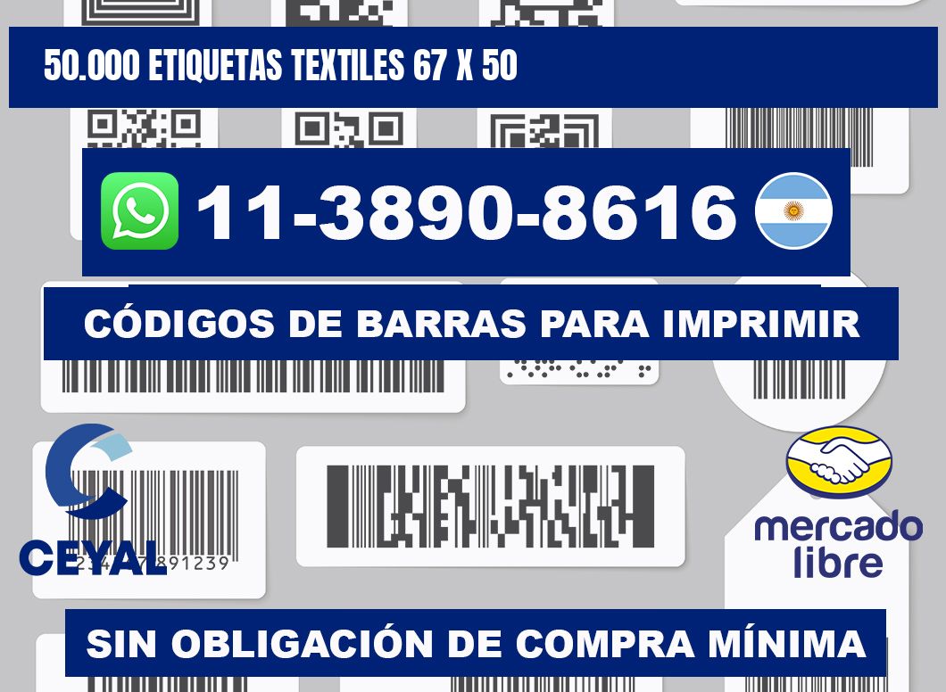 50.000 ETIQUETAS TEXTILES 67 x 50