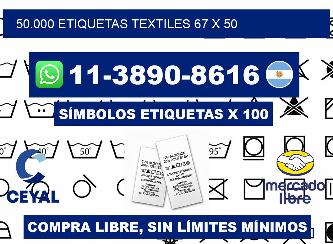 50.000 ETIQUETAS TEXTILES 67 x 50