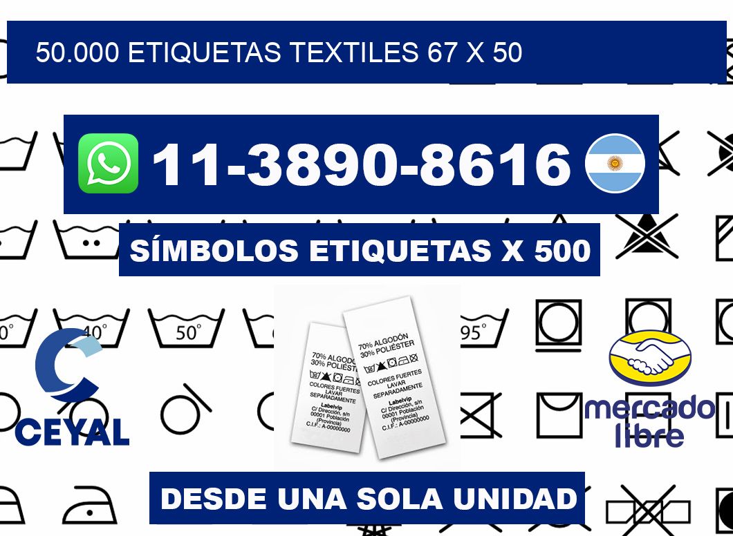 50.000 ETIQUETAS TEXTILES 67 x 50