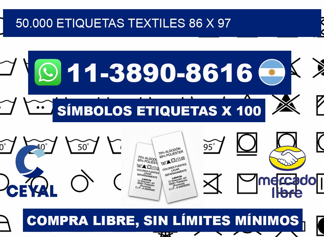 50.000 ETIQUETAS TEXTILES 86 x 97