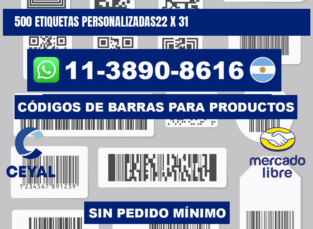 500 ETIQUETAS PERSONALIZADAS22 x 31