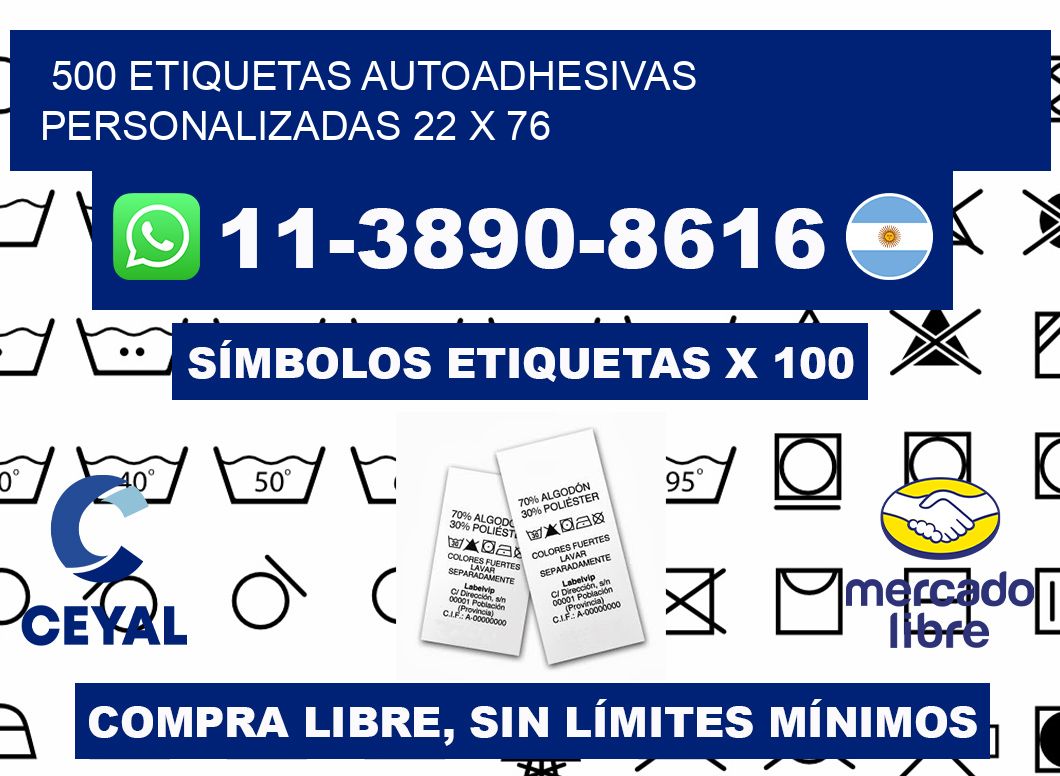 500 Etiquetas autoadhesivas personalizadas 22 x 76