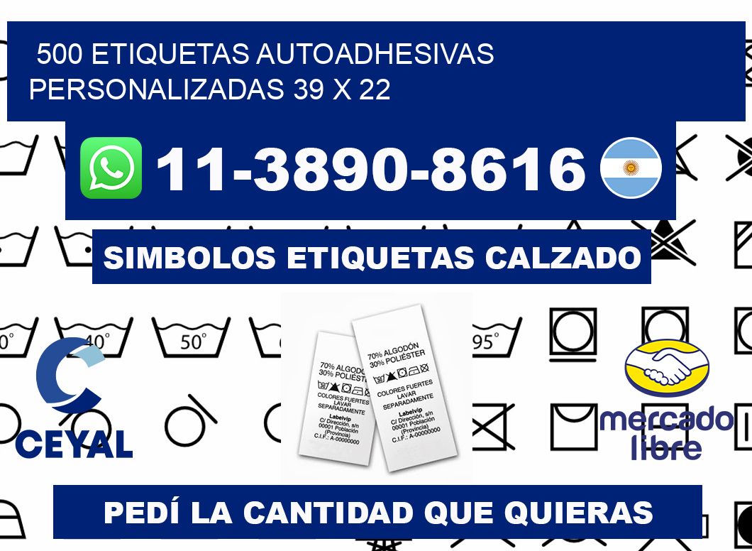 500 Etiquetas autoadhesivas personalizadas 39 x 22