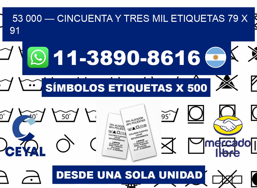53 000 — cincuenta y tres mil etiquetas 79 x 91