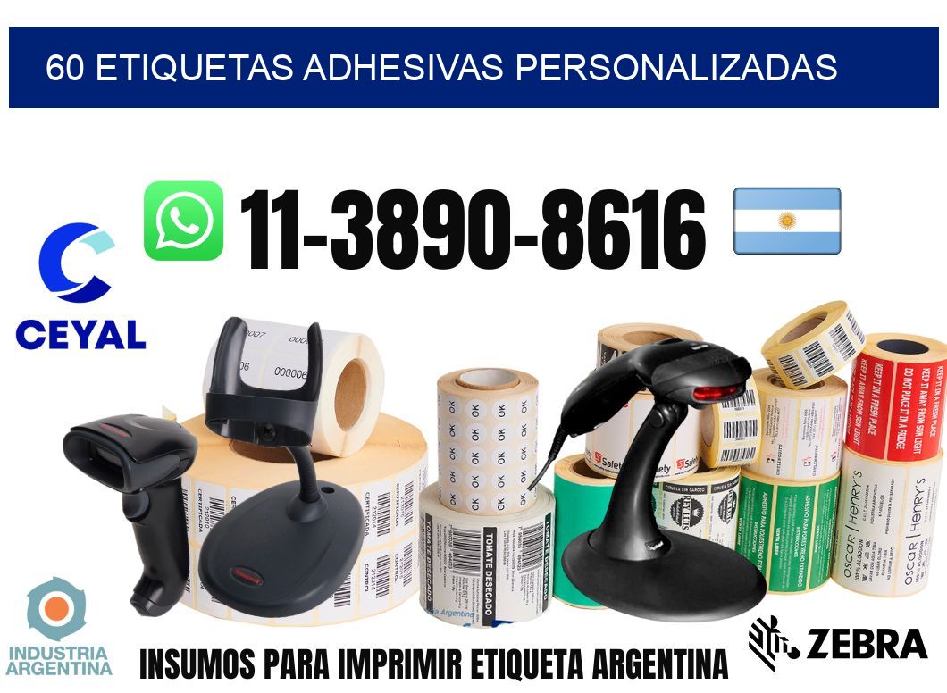 60 Etiquetas adhesivas personalizadas