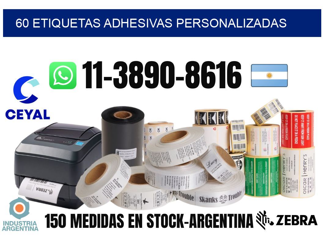 60 Etiquetas adhesivas personalizadas