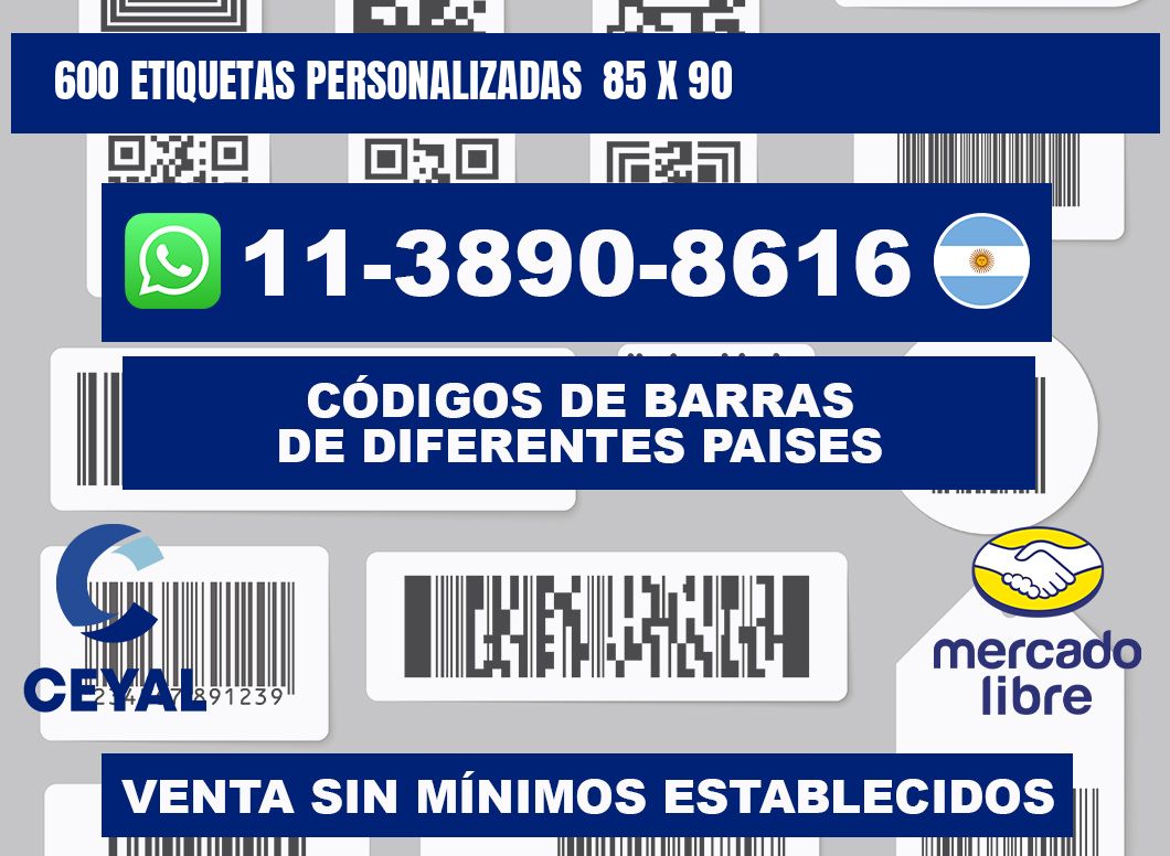 600 etiquetas personalizadas  85 x 90