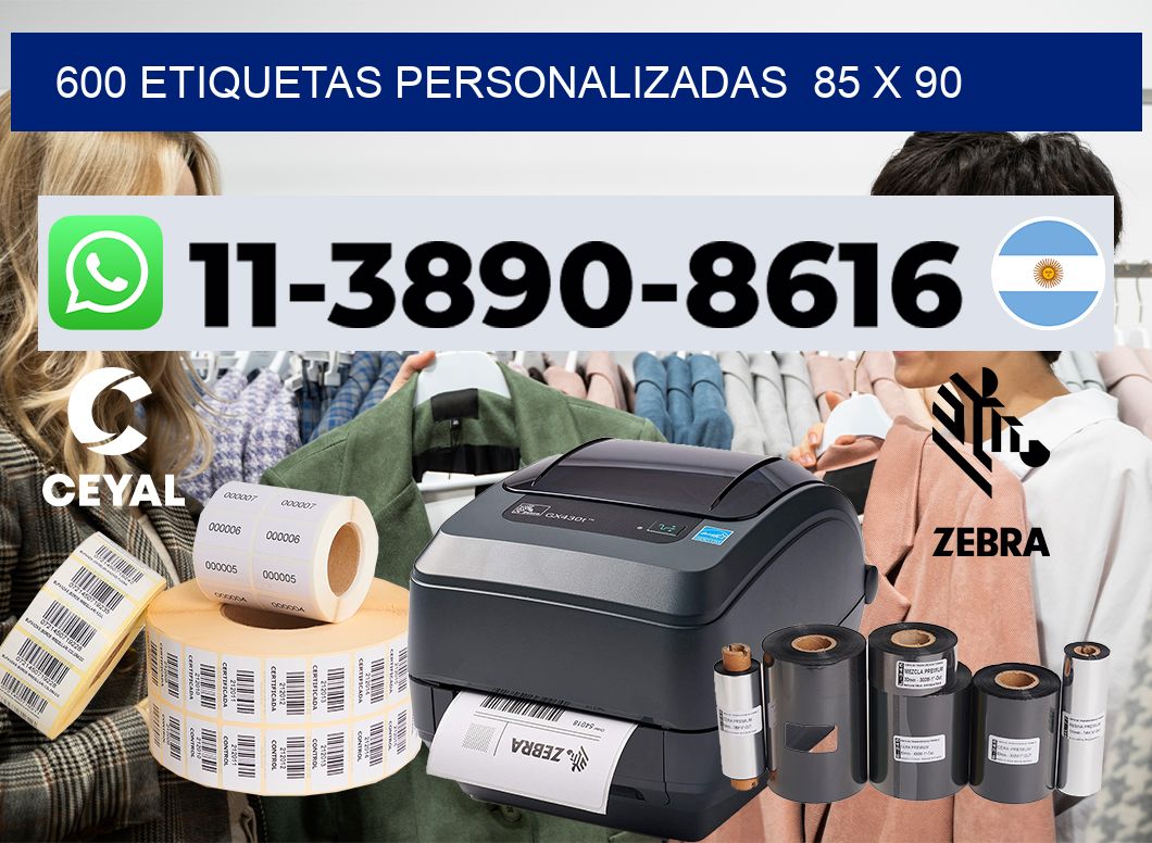 600 etiquetas personalizadas  85 x 90