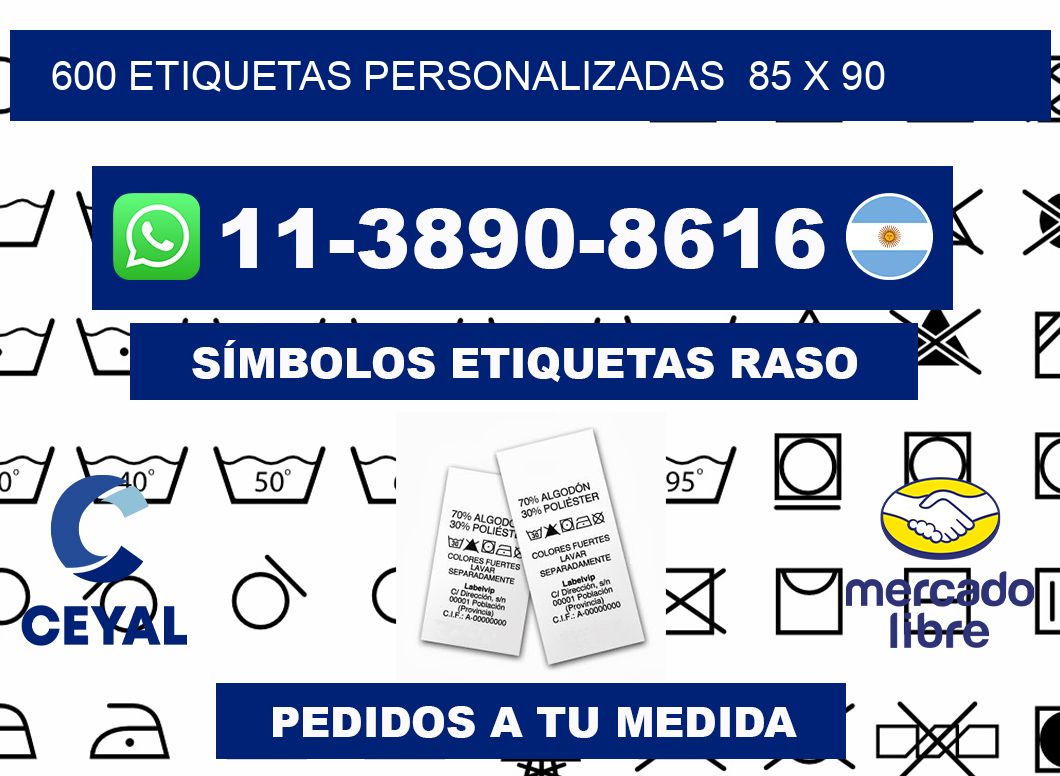 600 etiquetas personalizadas  85 x 90