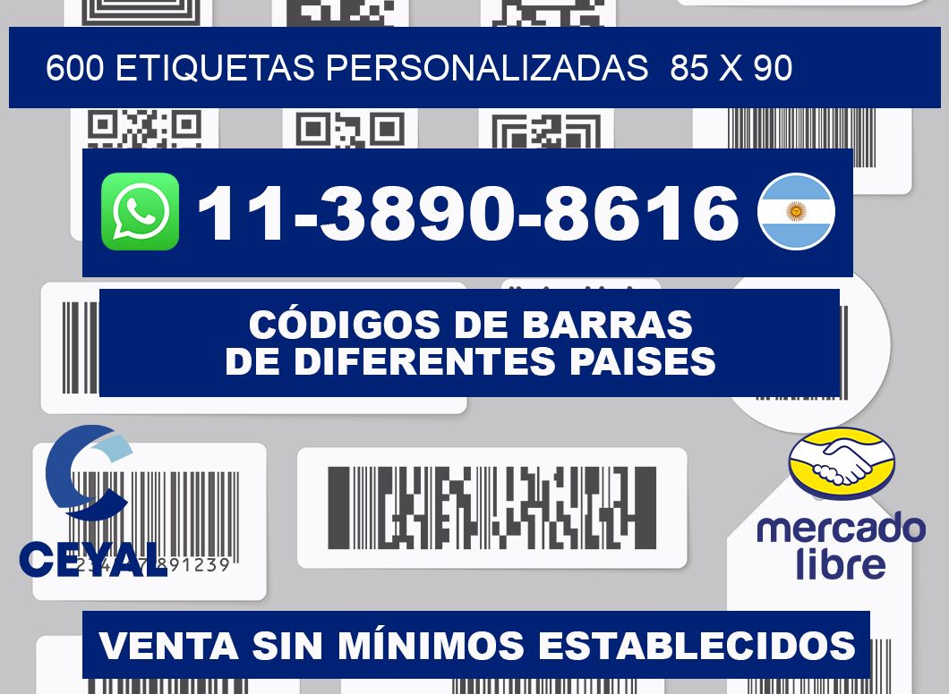 600 etiquetas personalizadas  85 x 90