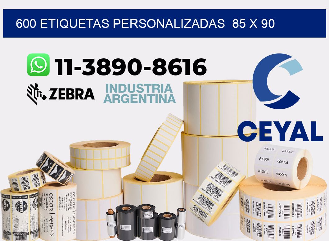 600 etiquetas personalizadas  85 x 90
