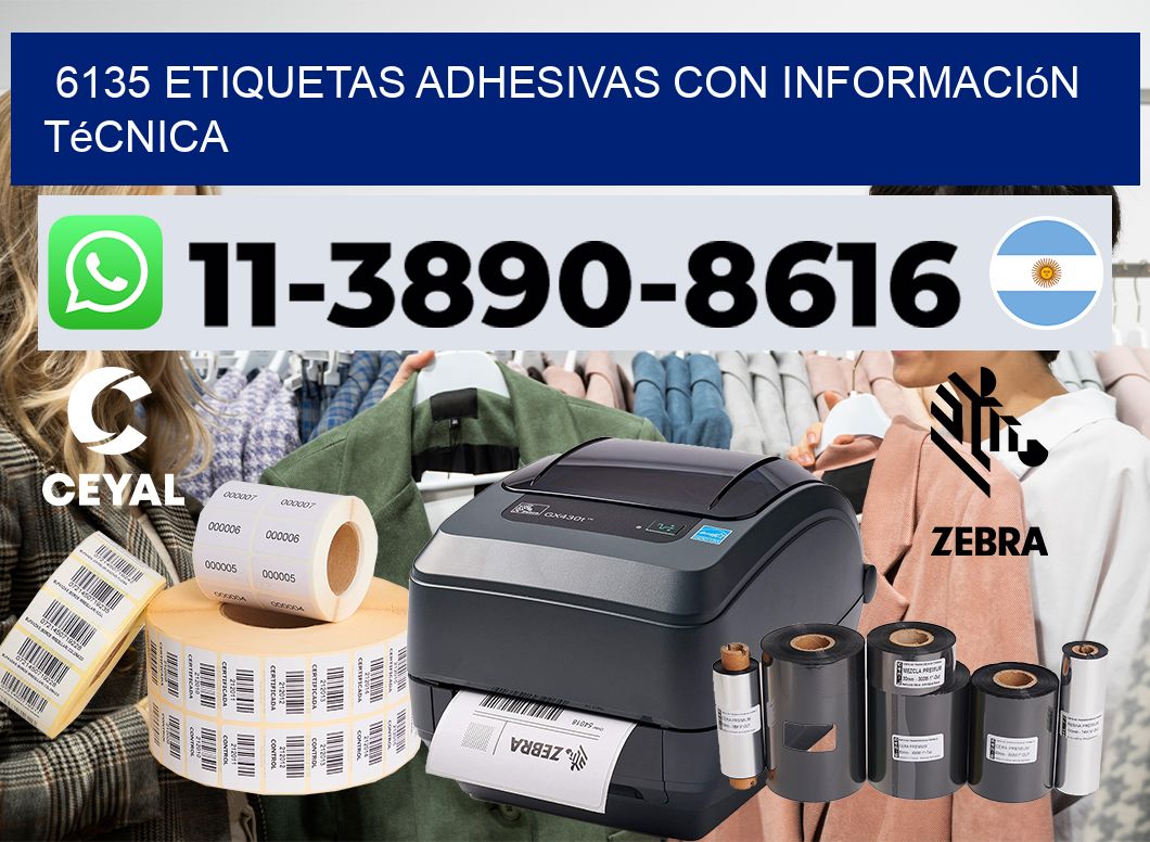 6135 Etiquetas adhesivas con información técnica