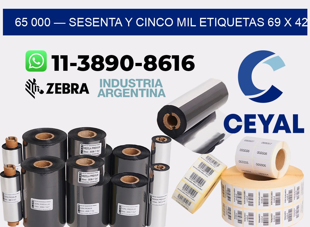 65 000 — sesenta y cinco mil etiquetas 69 x 42