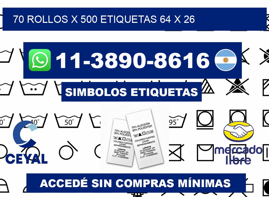 70 rollos x 500 etiquetas 64 x 26