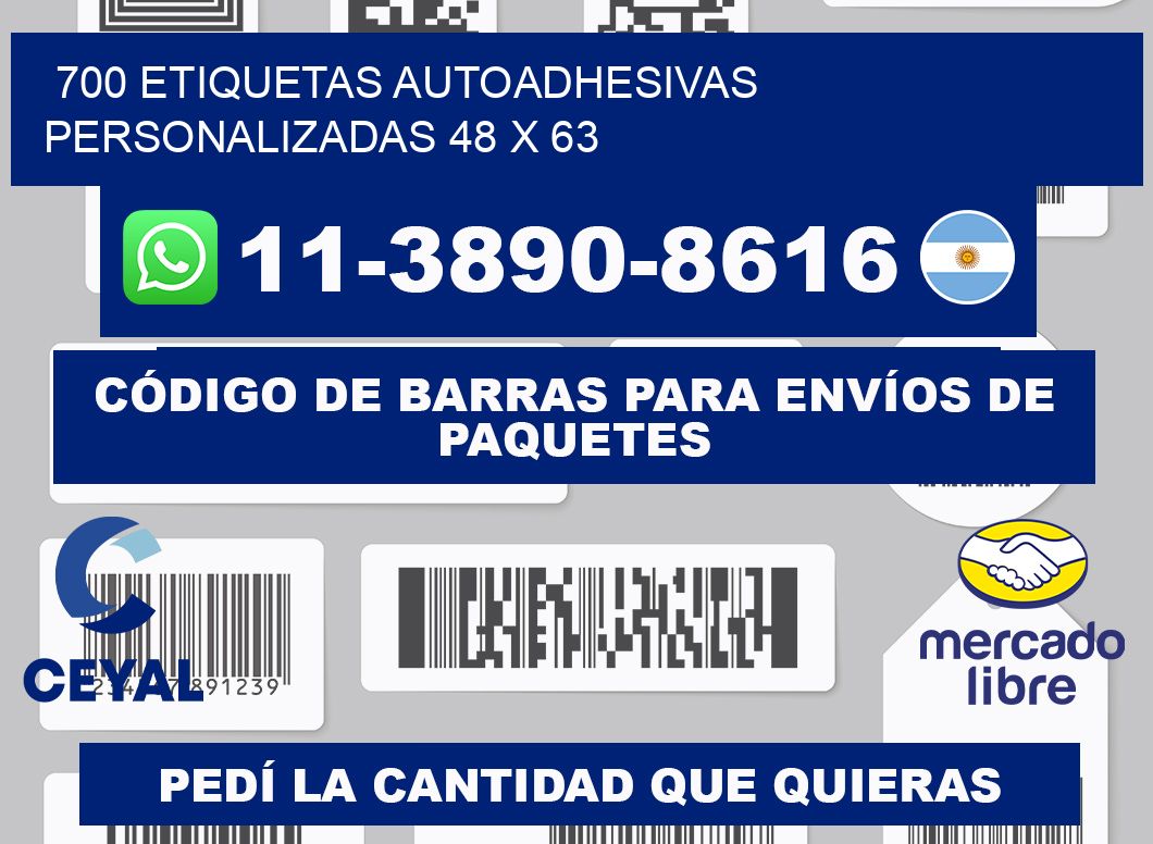 700 Etiquetas autoadhesivas personalizadas 48 x 63