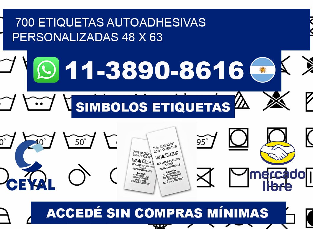 700 Etiquetas autoadhesivas personalizadas 48 x 63