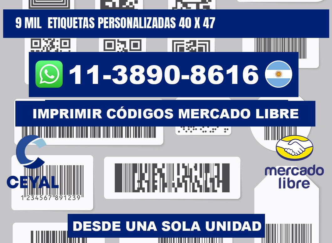 9 mil  etiquetas personalizadas 40 x 47