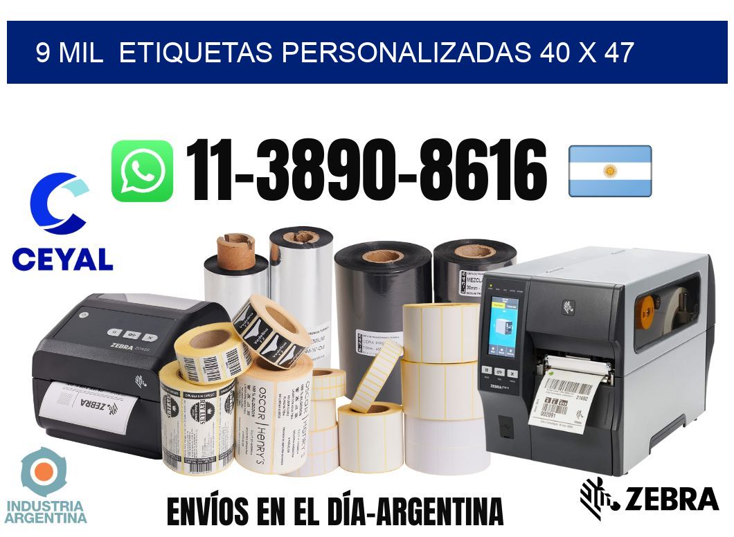 9 mil  etiquetas personalizadas 40 x 47