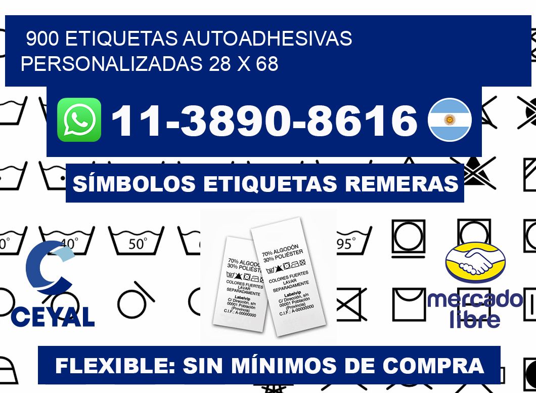 900 Etiquetas autoadhesivas personalizadas 28 x 68