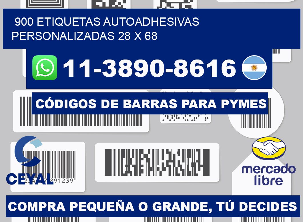 900 Etiquetas autoadhesivas personalizadas 28 x 68