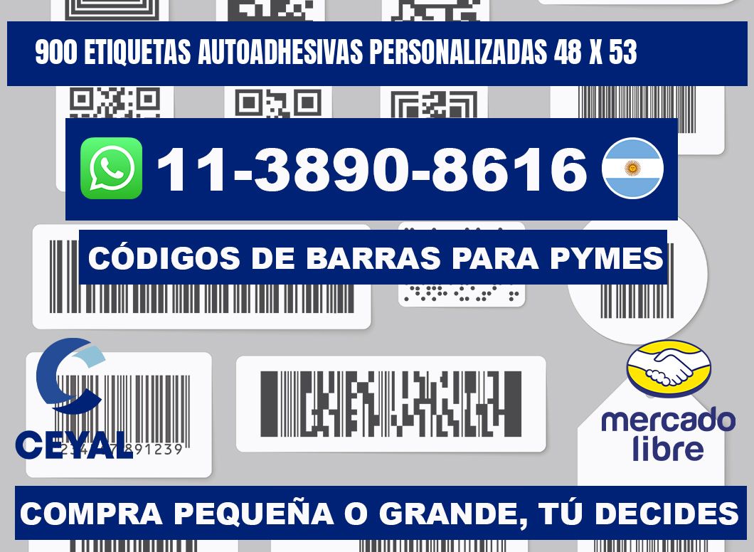 900 Etiquetas autoadhesivas personalizadas 48 x 53