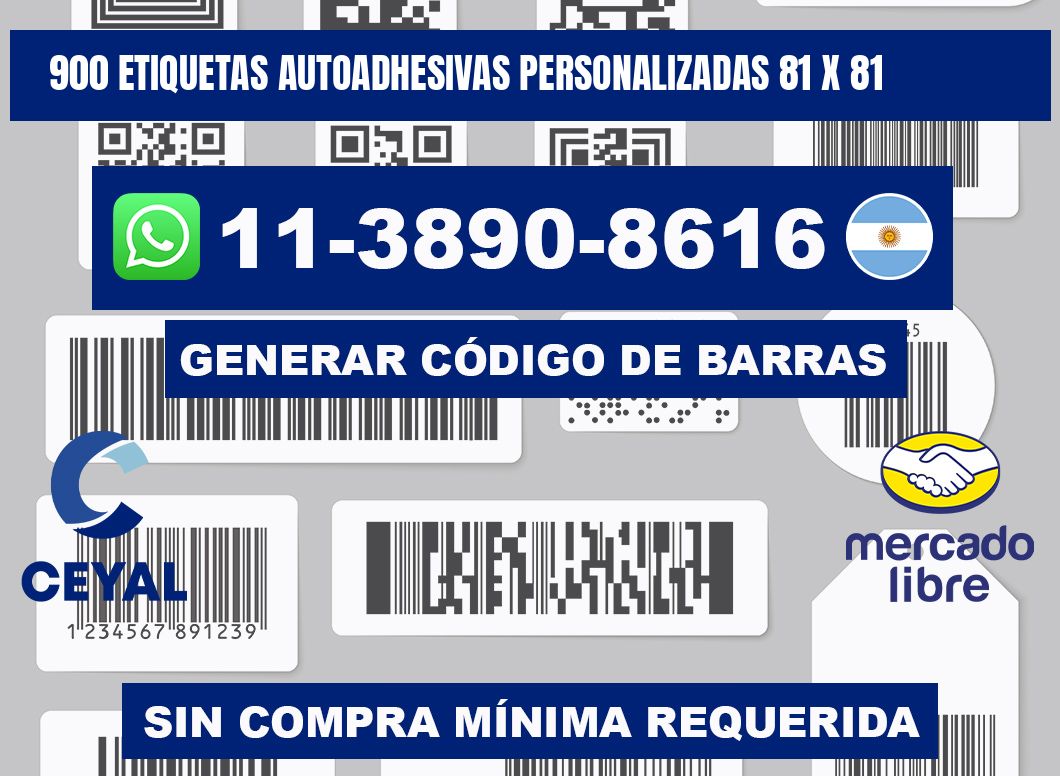 900 Etiquetas autoadhesivas personalizadas 81 x 81