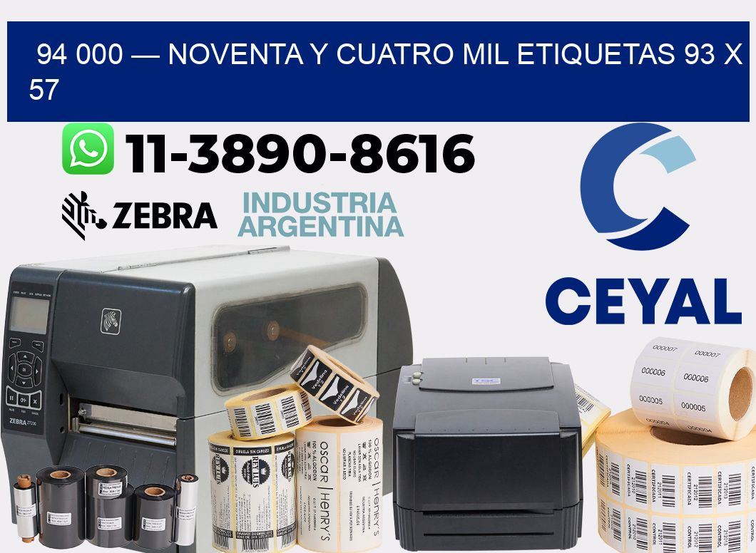 94 000 — noventa y cuatro mil etiquetas 93 x 57