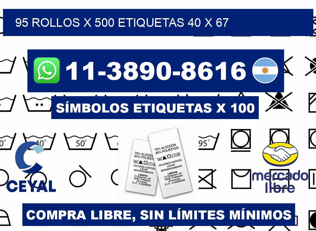 95 rollos x 500 etiquetas 40 x 67