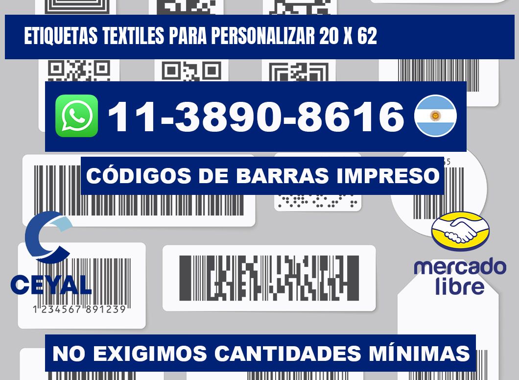 ETIQUETAS TEXTILES PARA PERSONALIZAR 20 x 62