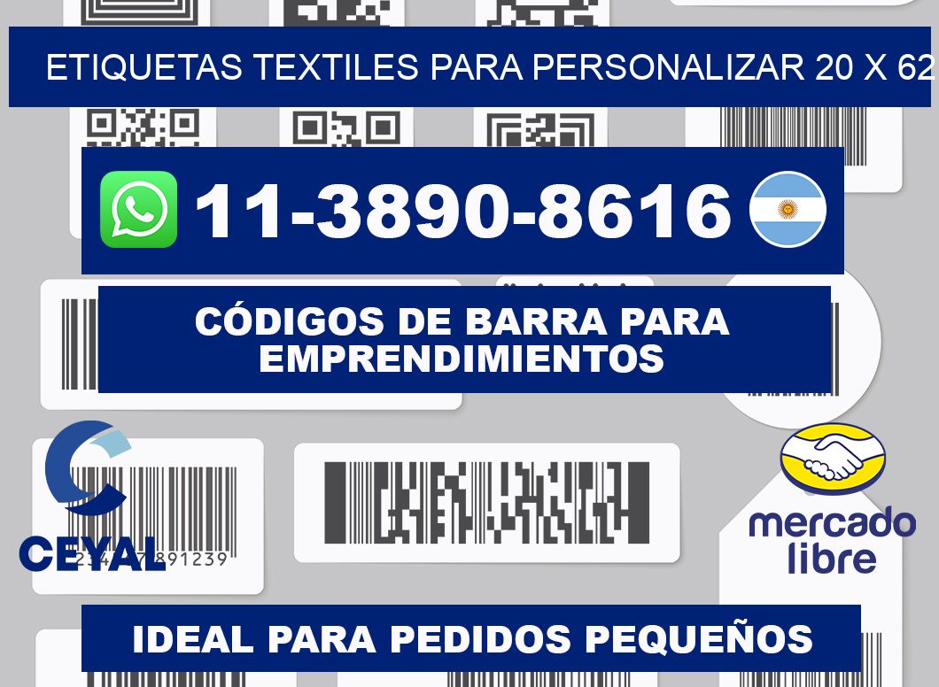 ETIQUETAS TEXTILES PARA PERSONALIZAR 20 x 62