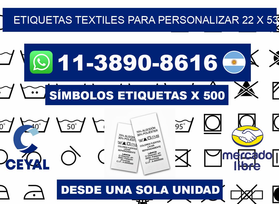 ETIQUETAS TEXTILES PARA PERSONALIZAR 22 x 53
