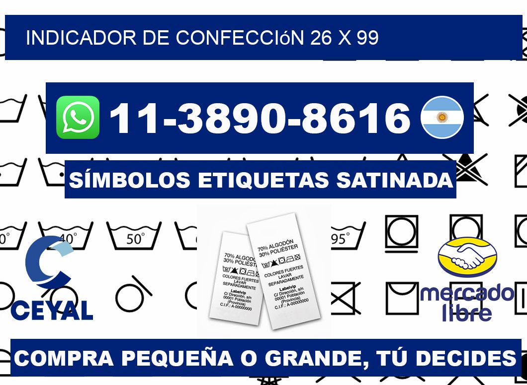 Indicador de confección 26 x 99