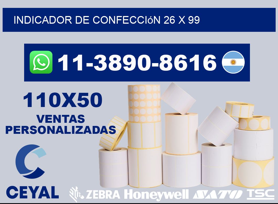 Indicador de confección 26 x 99