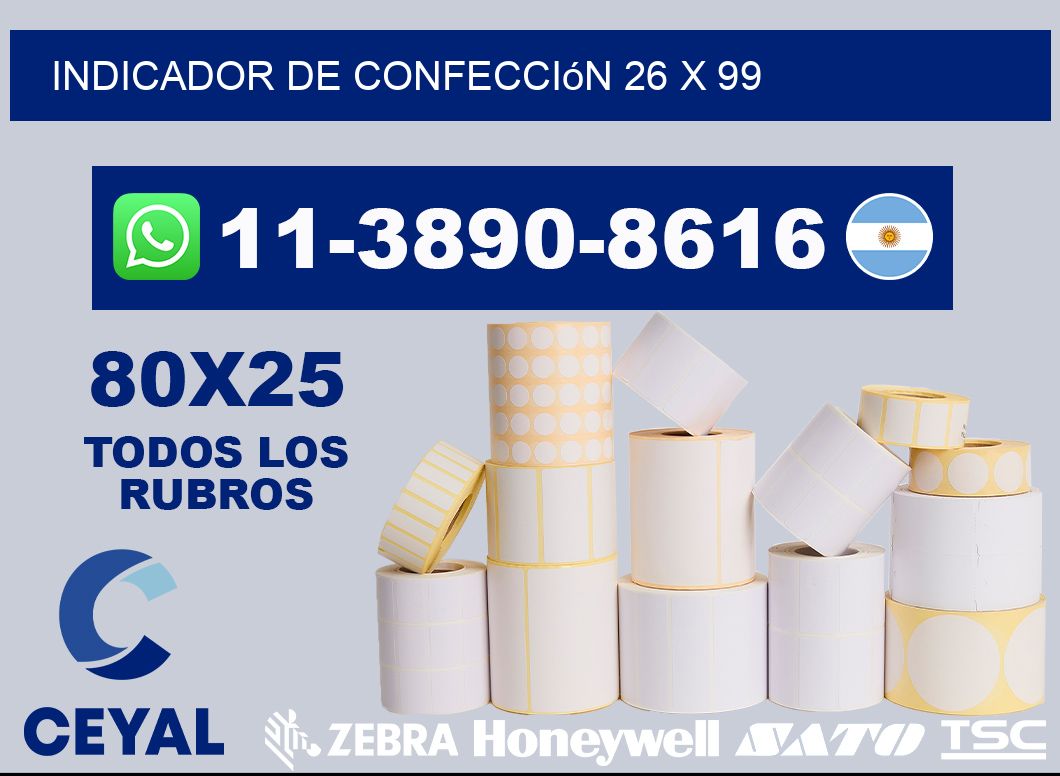 Indicador de confección 26 x 99