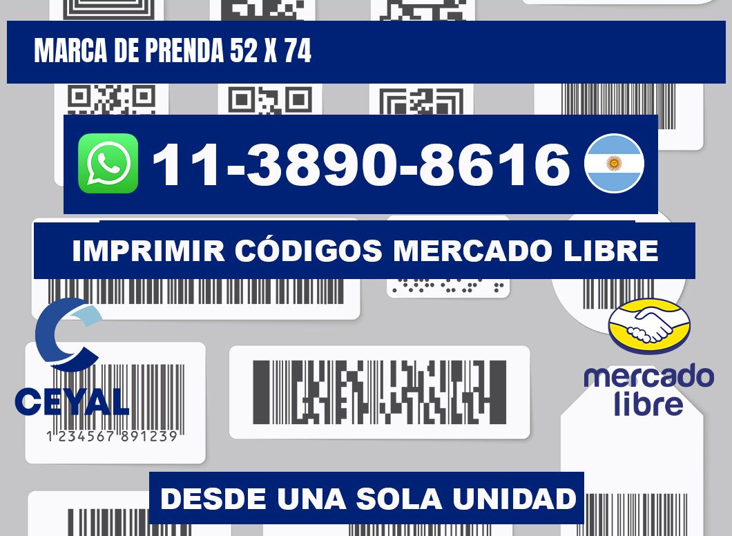 Marca de prenda 52 x 74