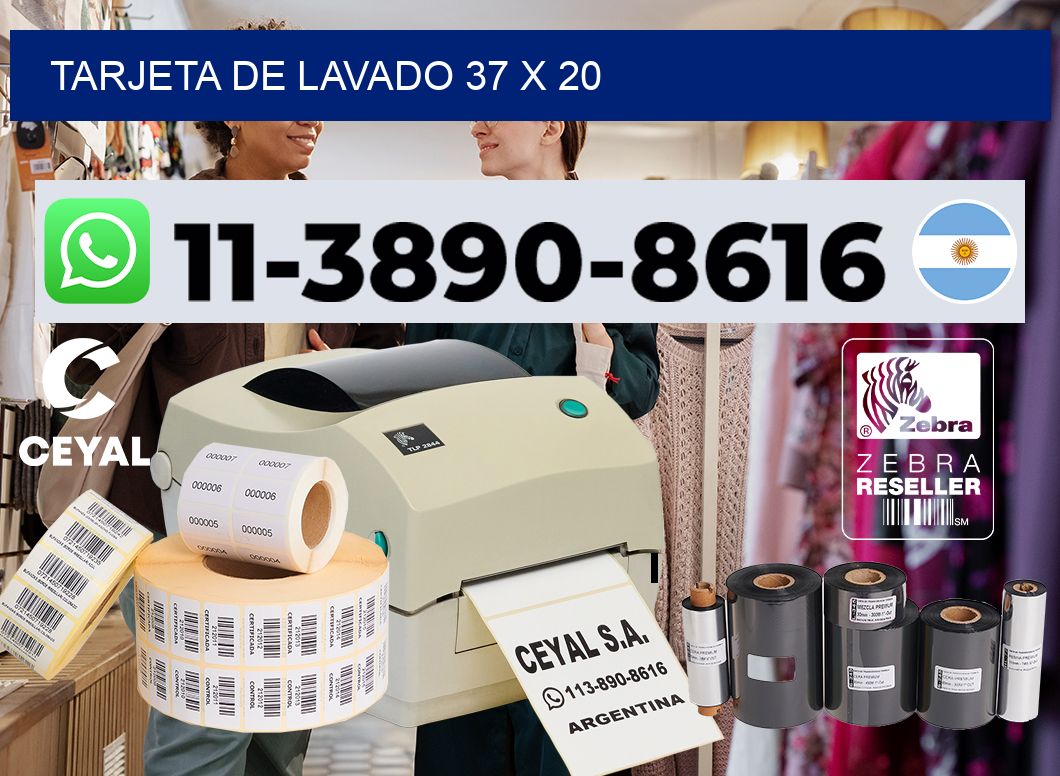 Tarjeta de lavado 37 x 20