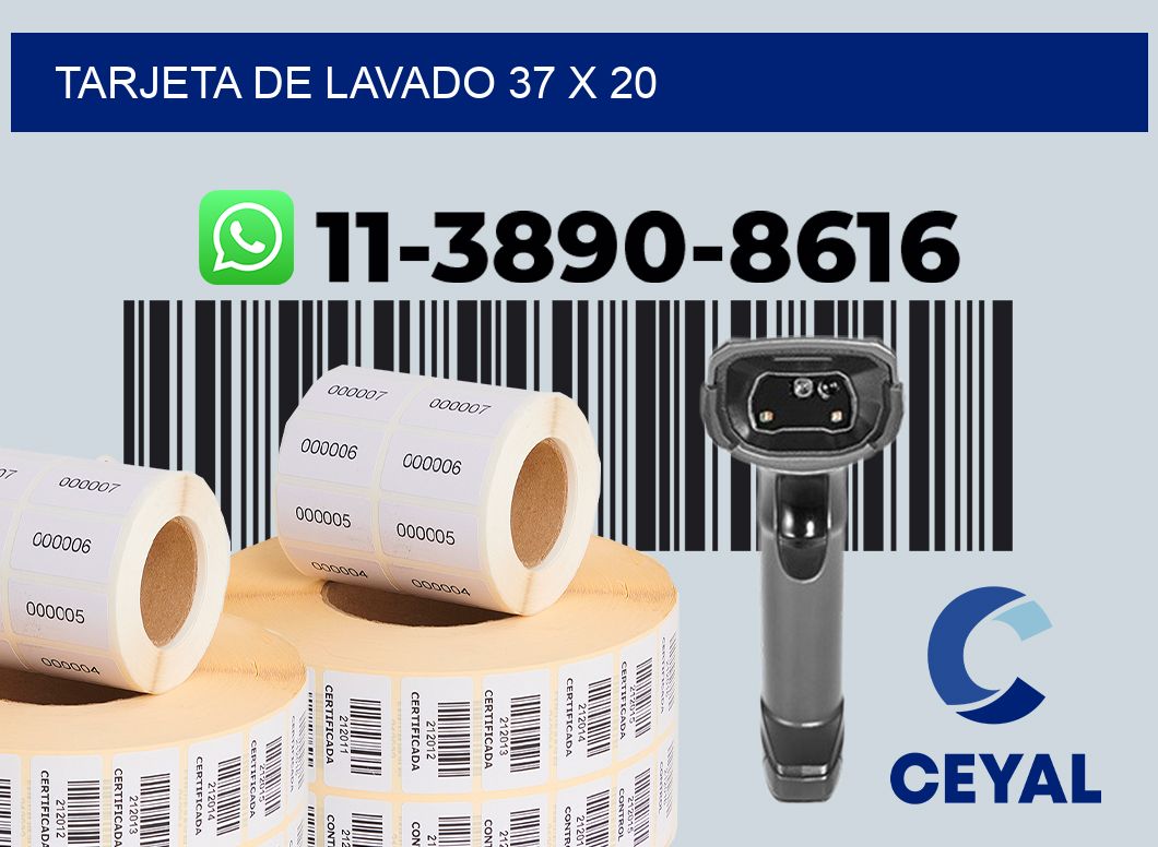 Tarjeta de lavado 37 x 20