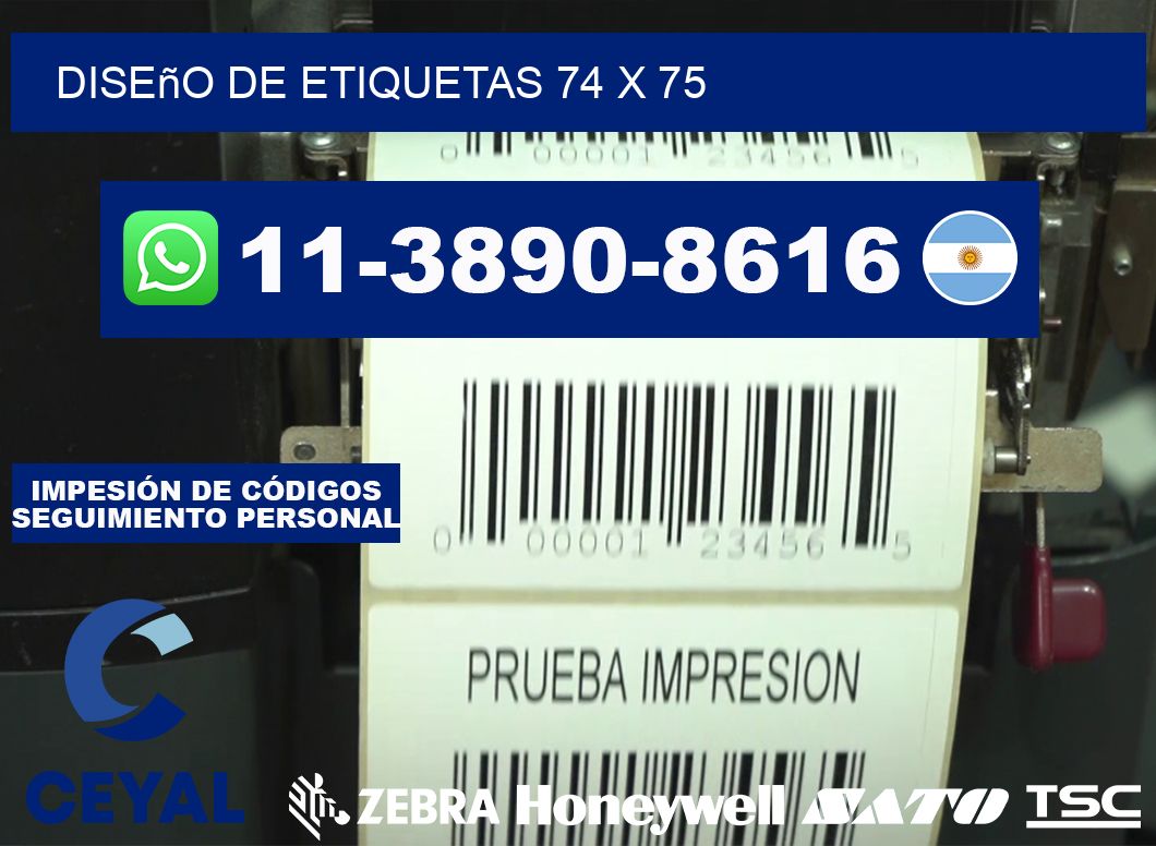 diseño de etiquetas 74 x 75