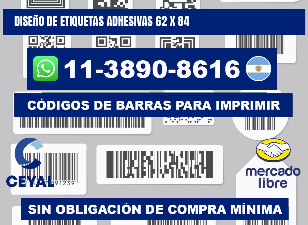 diseño de etiquetas adhesivas 62 x 84
