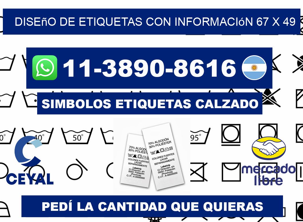diseño de etiquetas con información 67 x 49