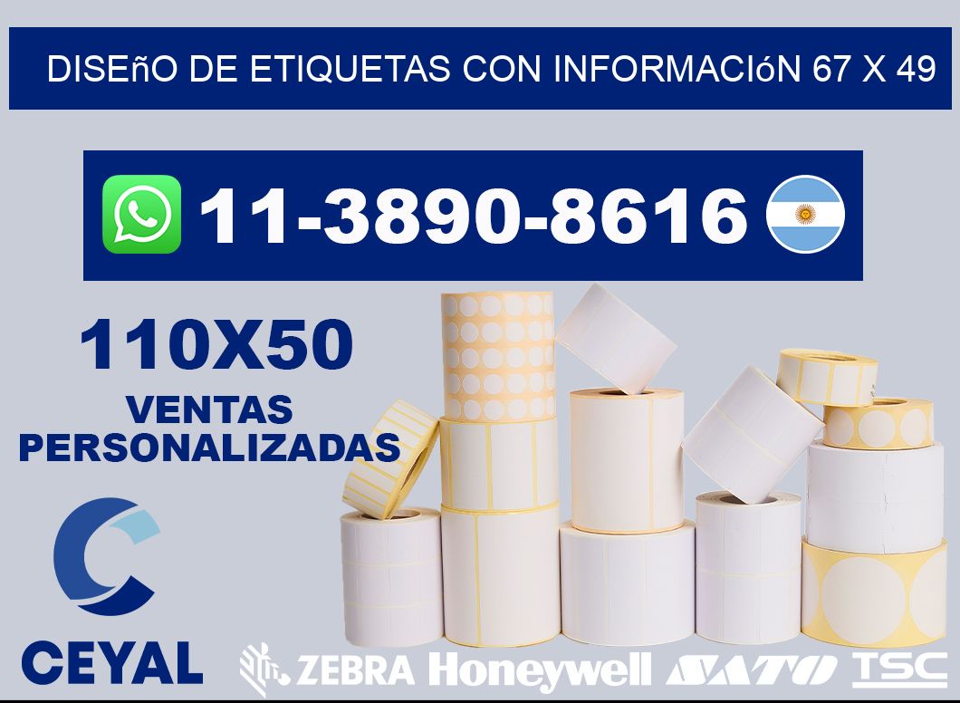 diseño de etiquetas con información 67 x 49
