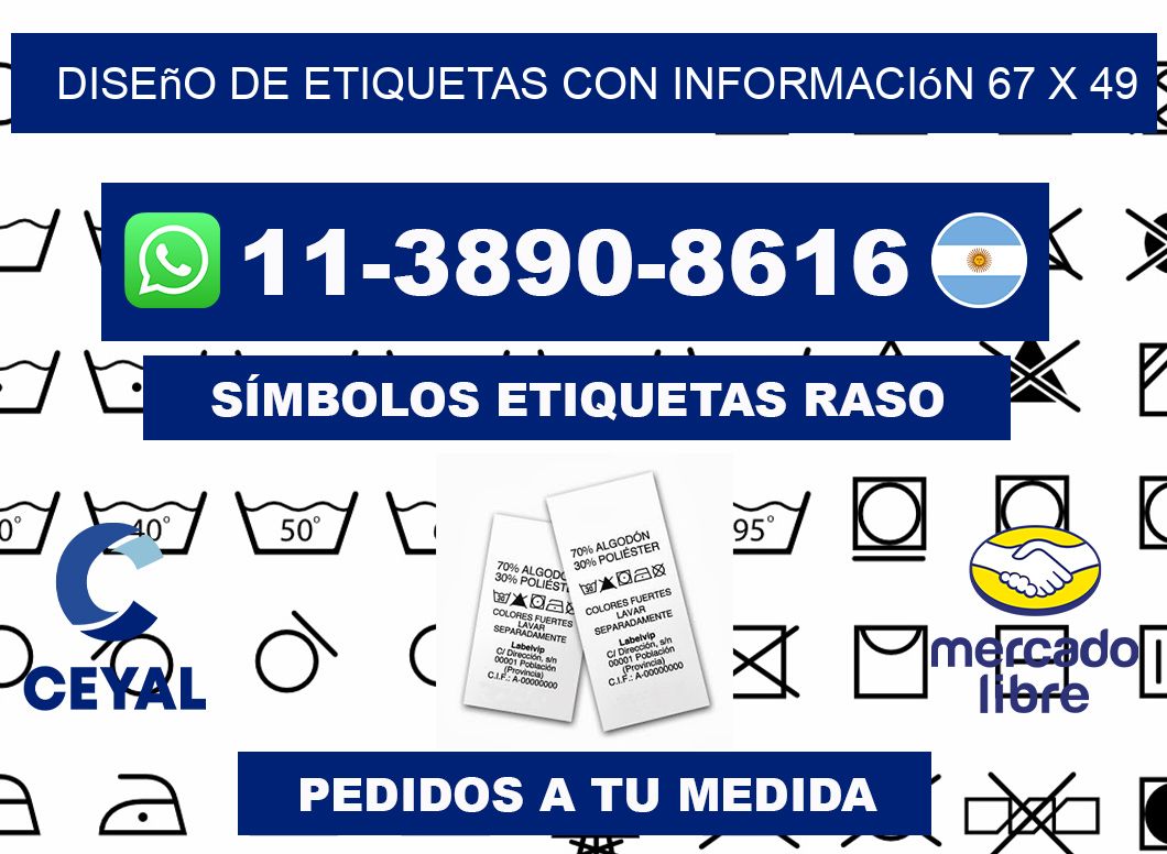 diseño de etiquetas con información 67 x 49