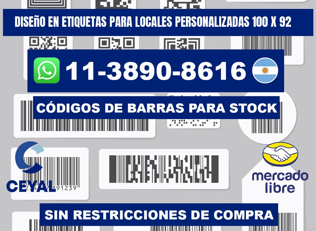 diseño en etiquetas para locales personalizadas 100 x 92