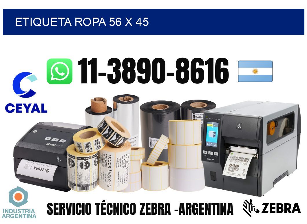 etiqueta ropa 56 x 45