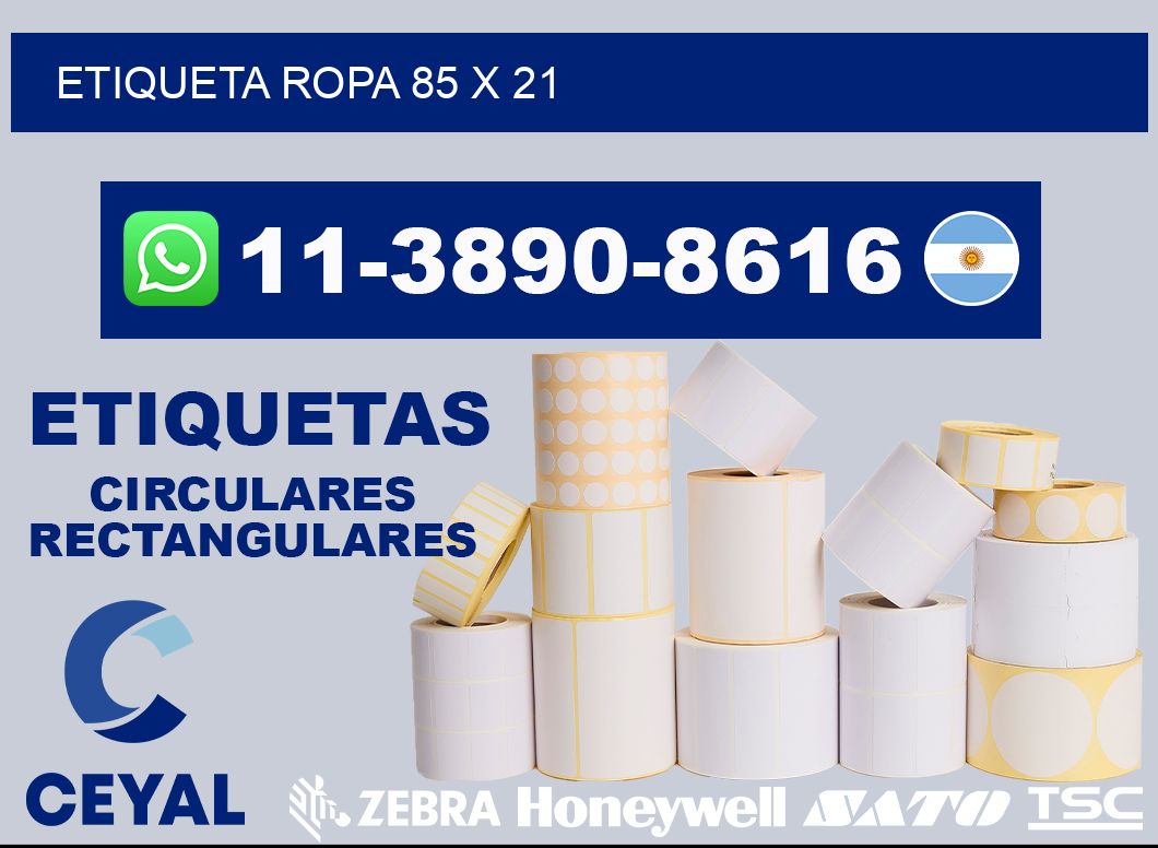 etiqueta ropa 85 x 21