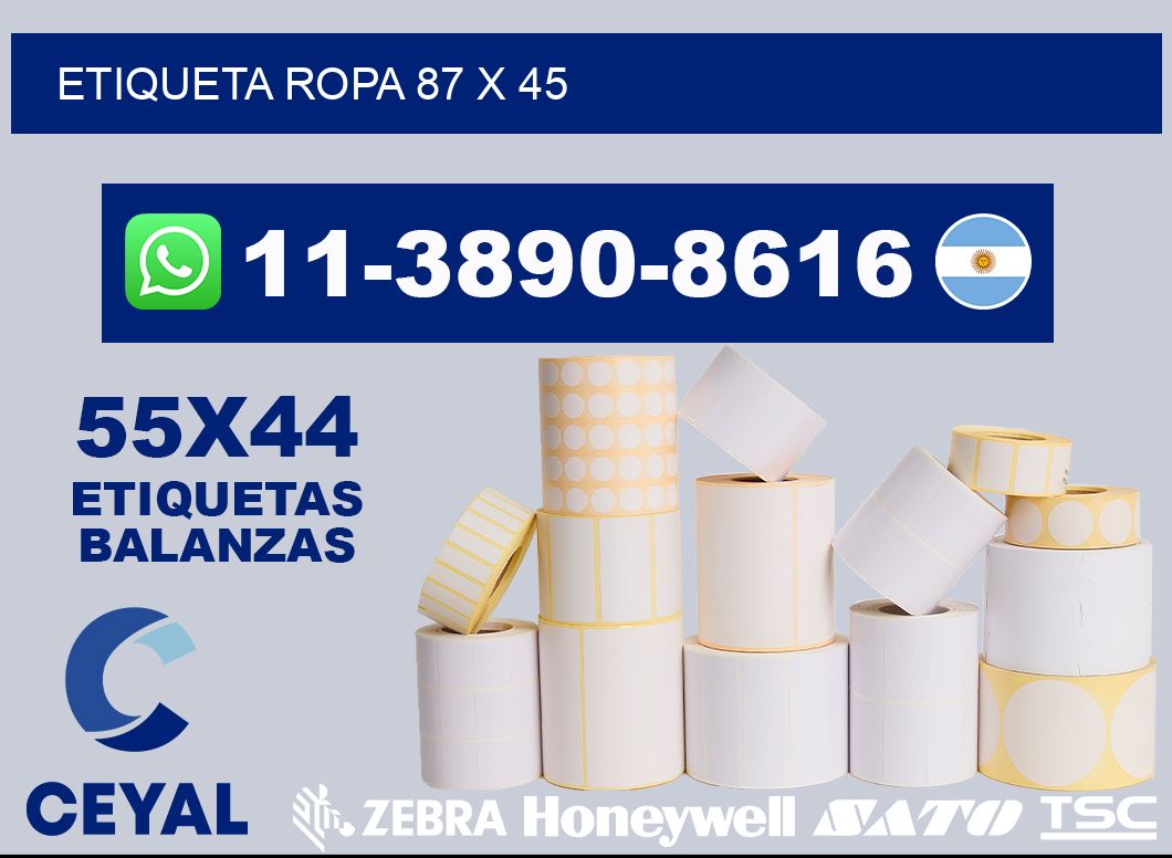 etiqueta ropa 87 x 45